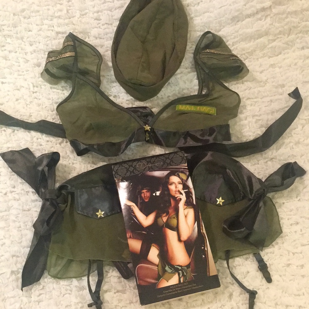 Sexy Sheer Green Military Lingerie SET